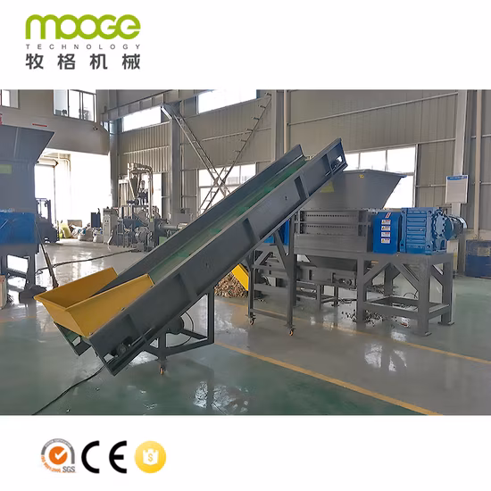 Máquina trituradora de eixo duplo de plástico para reciclagem de sacos e pneus
